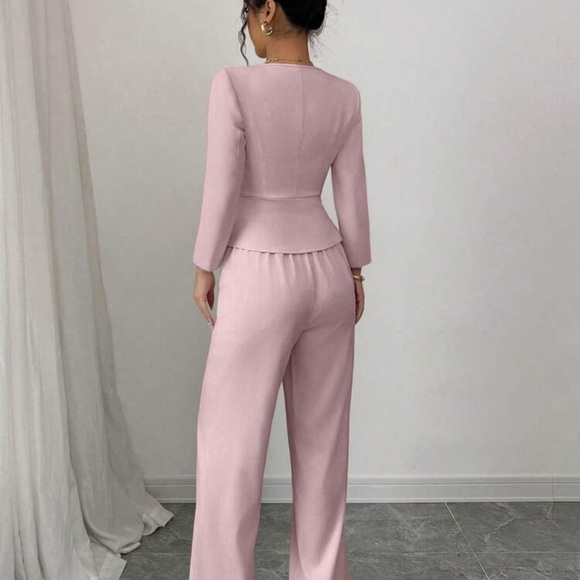 SHEIN Blush Pink Buttoned Pantsuit - Picture 2 of 4